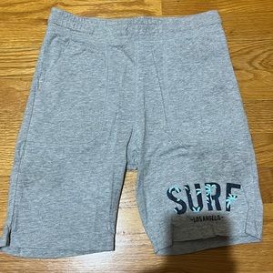 Grey shorts with surf text on bottom kids boys